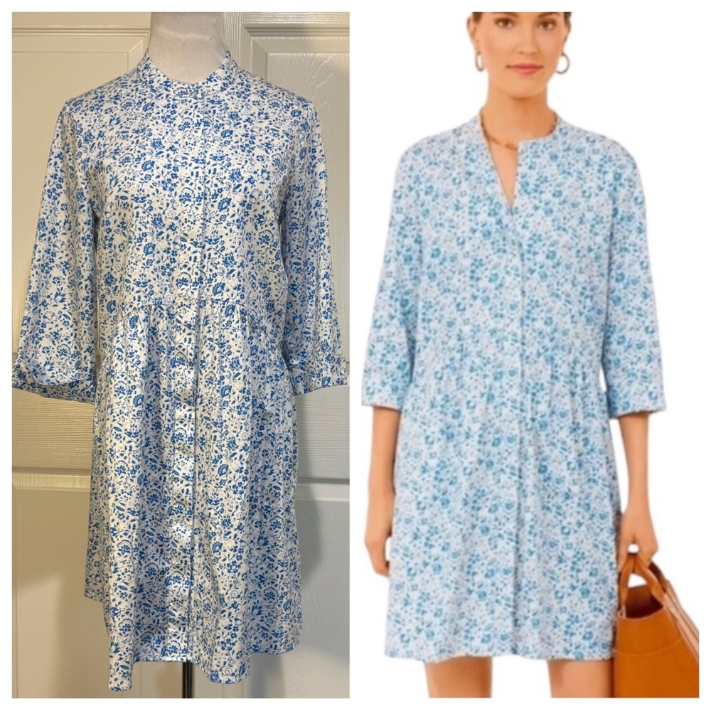 Tuckernuck Royal Shirt Dress - White Ditsy Bluebell Floral